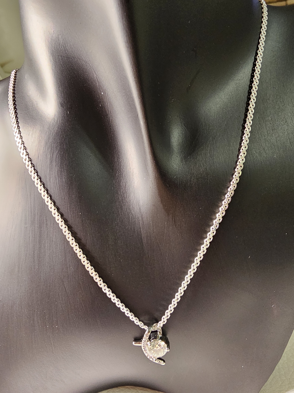 925 Sterling Silver Tennis Chain Necklace with 1-Carat Moissanite Pendant